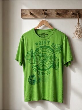 Point Zero Vintage Green Slim Fit Tee